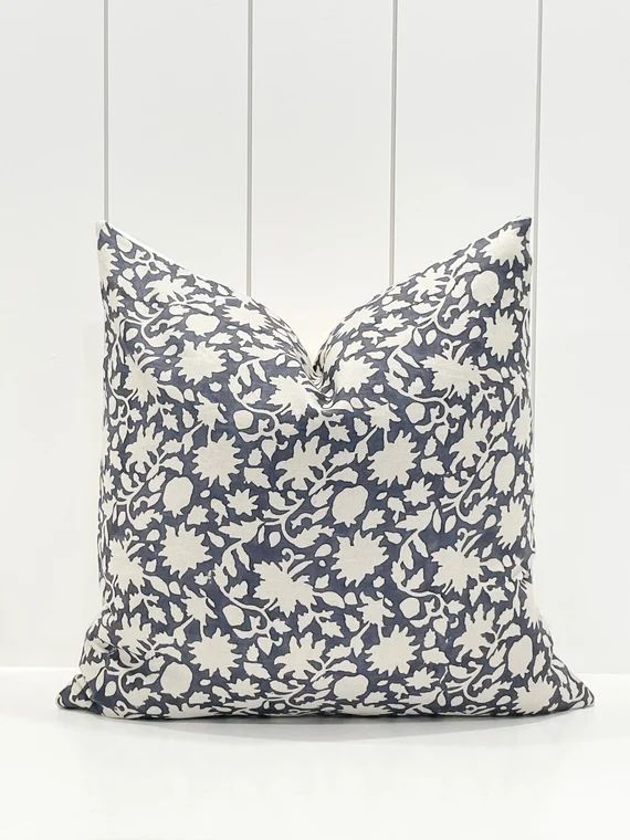 Designer navy indigo hand blocked pillow cover | Etsy | Etsy (US)