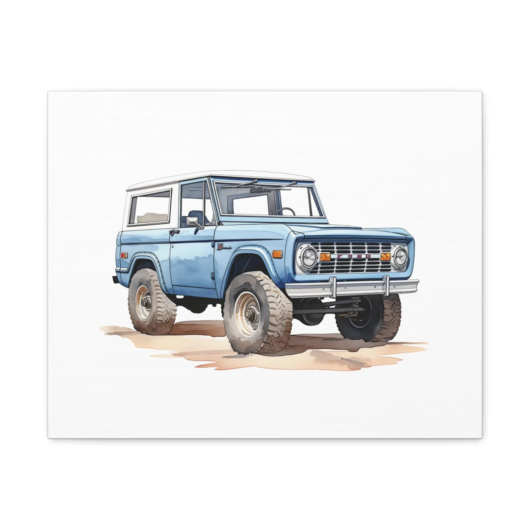 Vintage Blue Ford Bronco Print, Classic Ford Bronco Canvas, Ford Bronco Wall Art - Etsy | Etsy (US)