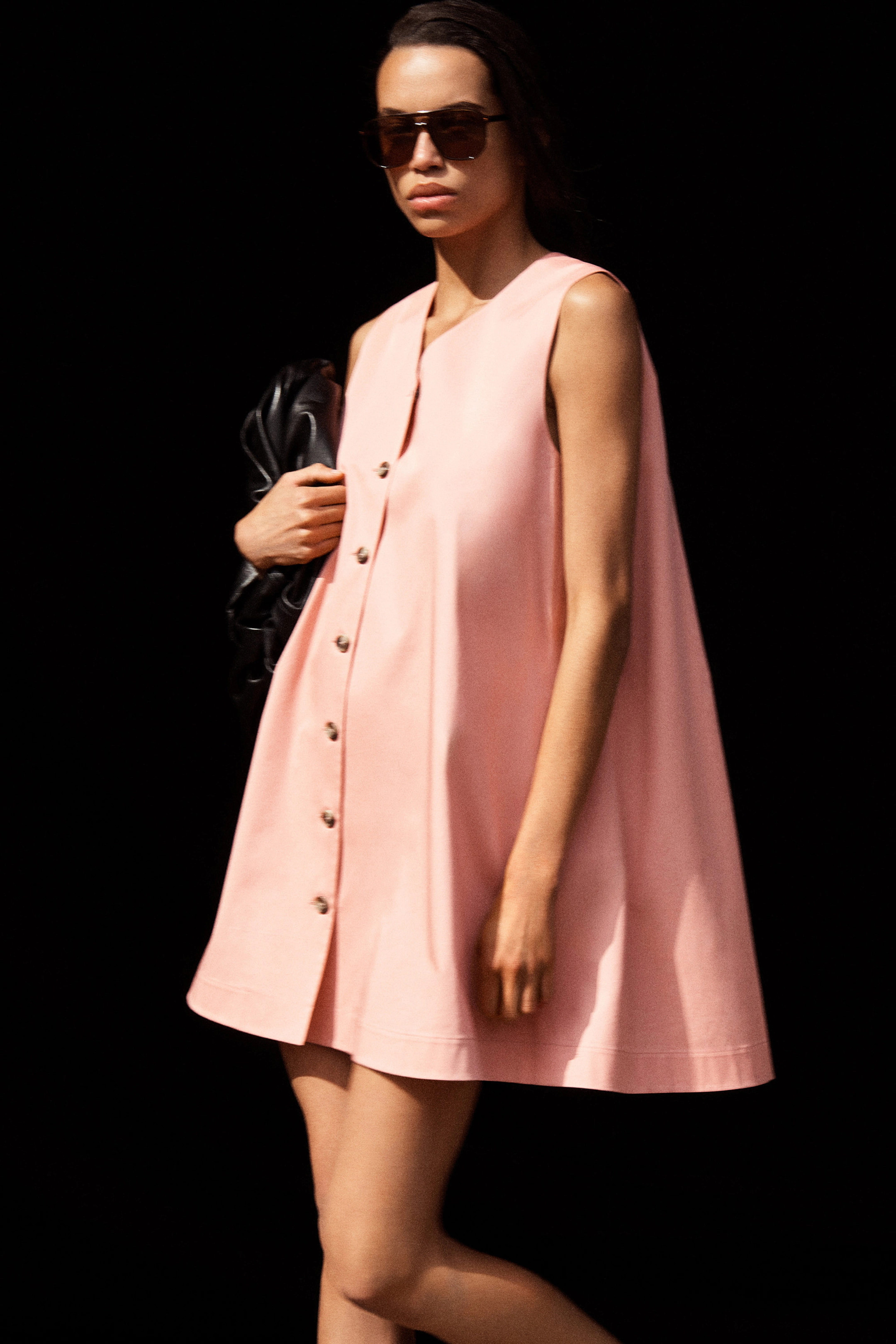 BUTTONED PIMA COTTON MINI DRESS - PINK | COS UK