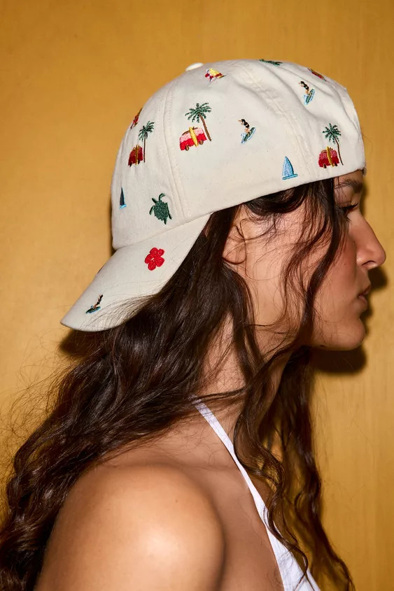 100% COTTON EMBROIDERED SUMMER CAP | Zara UK