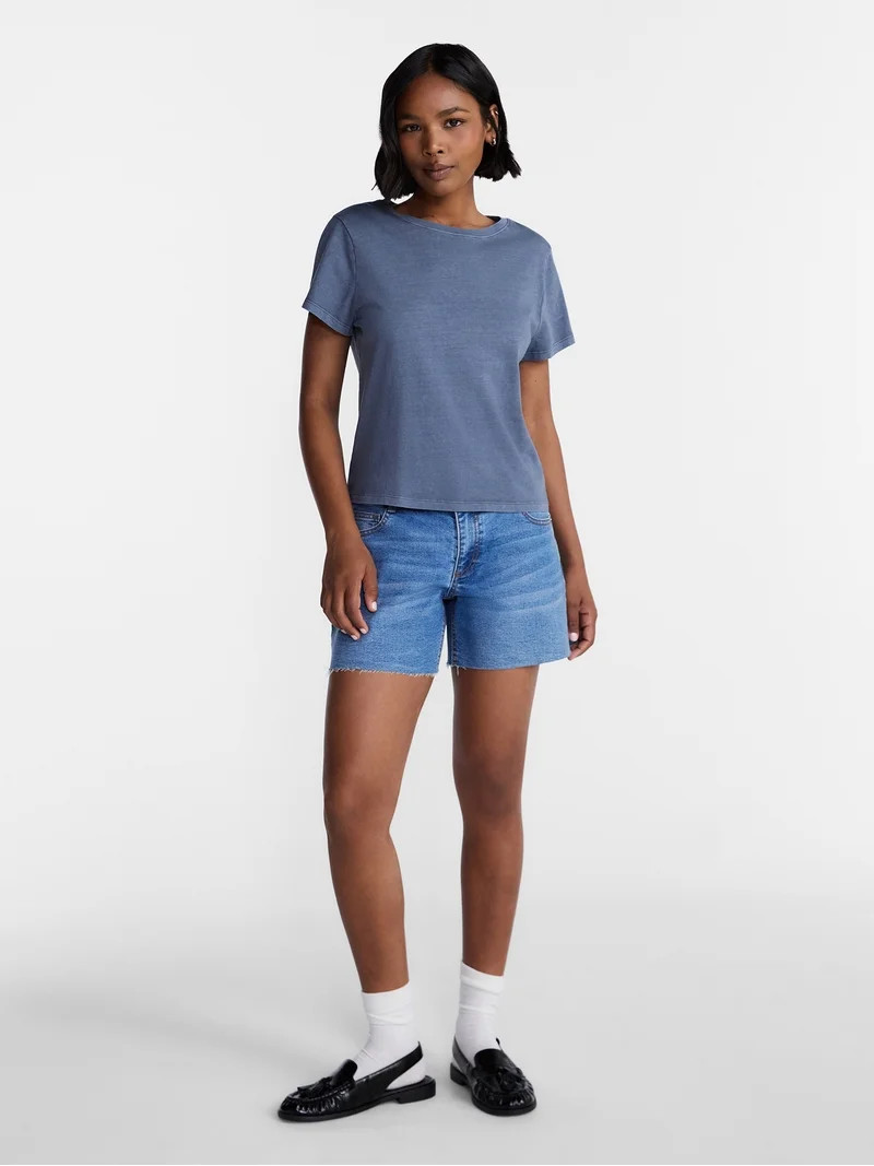 No Boundaries Washed Relaxed Fit Cotton Tee, Women's XXS-XXL | Walmart (US)