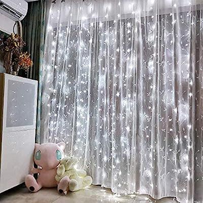 Honche Led Curtain String Lights USB with Remote for Bedroom Wedding (Cool White) | Amazon (US)