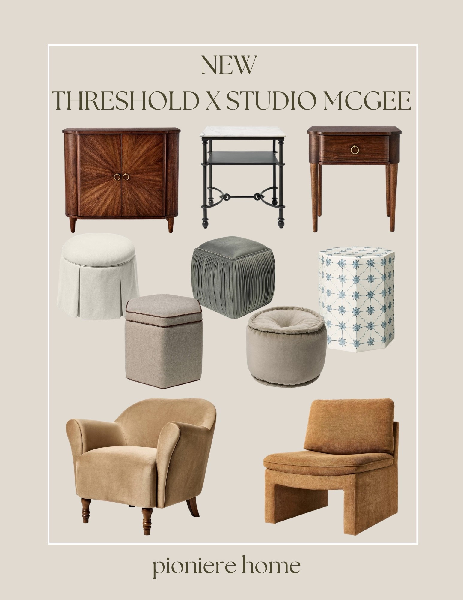 New threshold x studio McGee furniture. Spring collection, accent tables, pouf ottomans, accent chairs target furniture, affordable home finds  

#LTKSeasonal #LTKFindsUnder100 #LTKHome