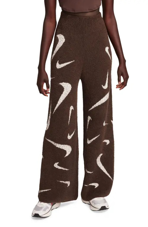 Nike Sportswear Phoenix Cozy Bouclé Wide Leg Pants in Earth/Light Ore Wood Brown at Nordstrom, Size X-Small | Nordstrom