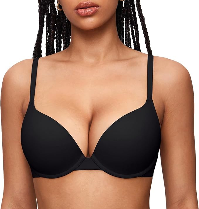 INLYRIC Women's Push Up Bra Tshirt Demi Supportive Bras Underwire Plunge Padded Comfortable Inbar... | Amazon (US)