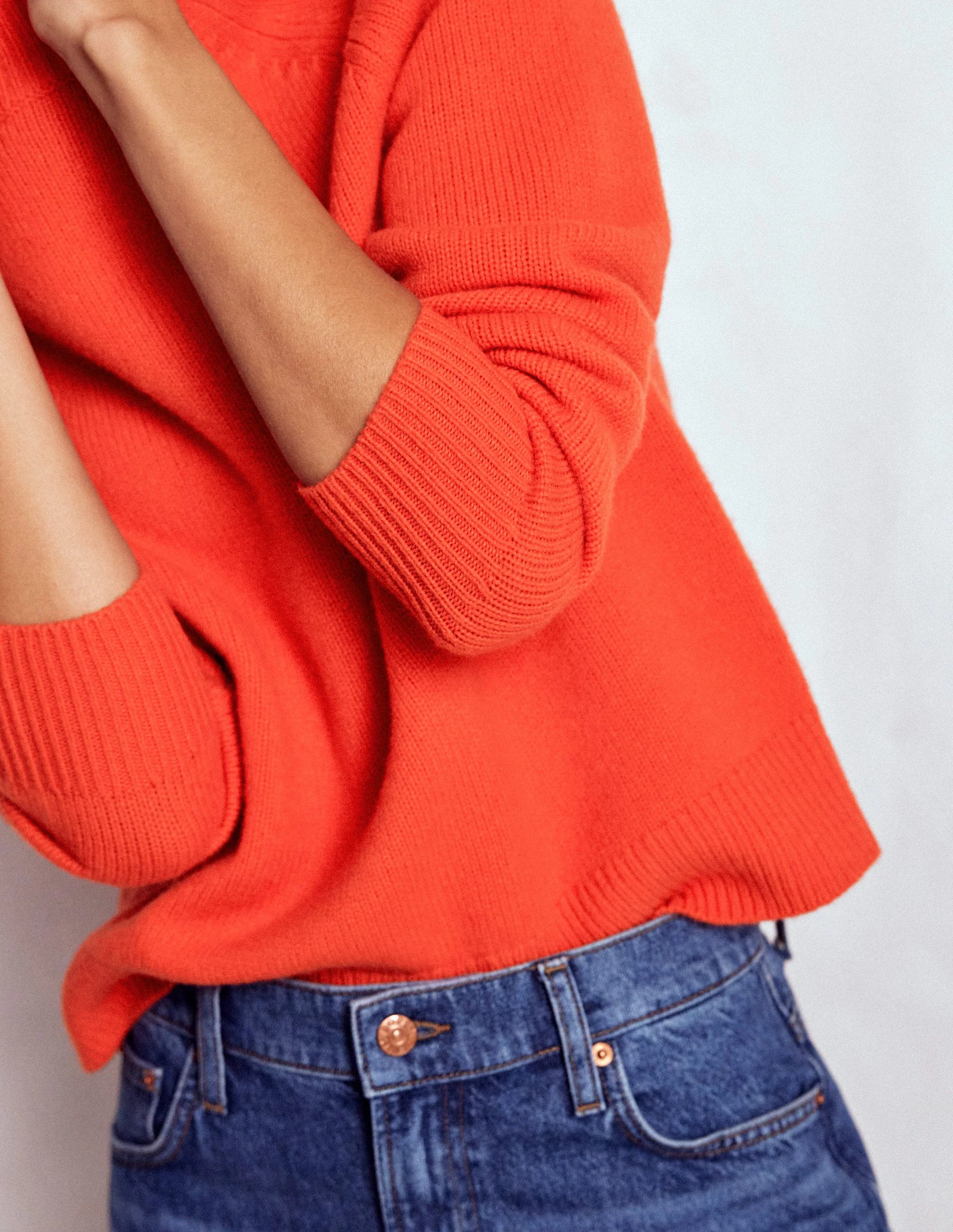 Marion Merino Rib Neck Sweater-Gladioli Orange | Boden (US)