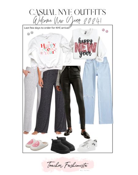 If you’re having a casual NYE at your house or a friend’s, these outfits are perfect! These cute New Year’s sweatshirts are so fun! (I linked more styles, too!) Pair with $20 cozy lounge pants, favorite leggings, or Abercrombie jeans (ON SALE!), and you can’t go wrong!

#LTKHoliday #LTKsalealert #LTKparties