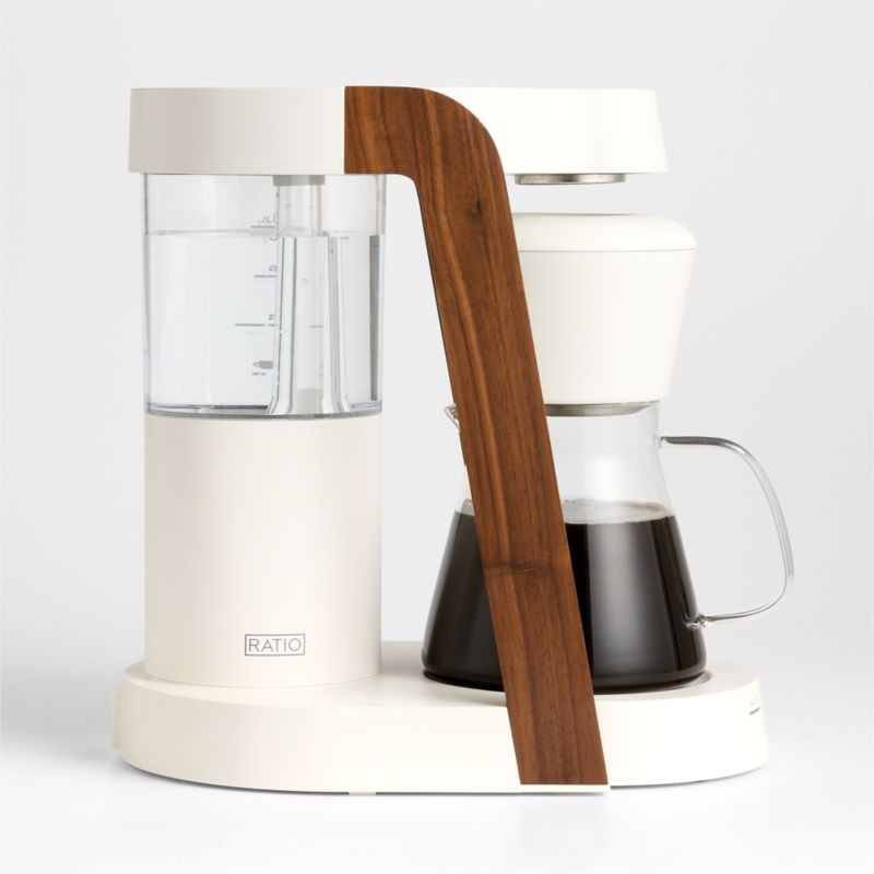 Ratio Eight Series 2 Linen White and Walnut Coffee Maker | Crate & Barrel | Crate & Barrel