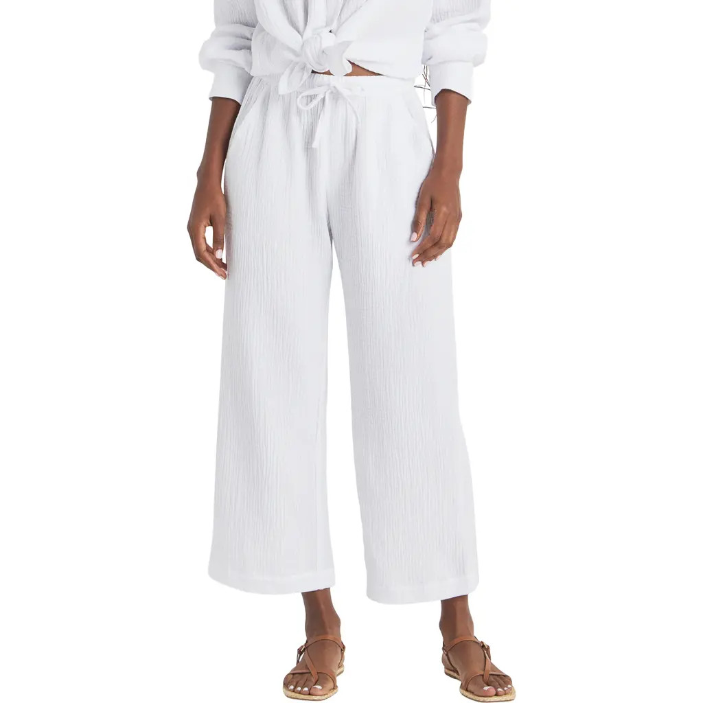 Splendid Adele Cotton Gauze Drawstring Pants in White at Nordstrom, Size Small | Nordstrom