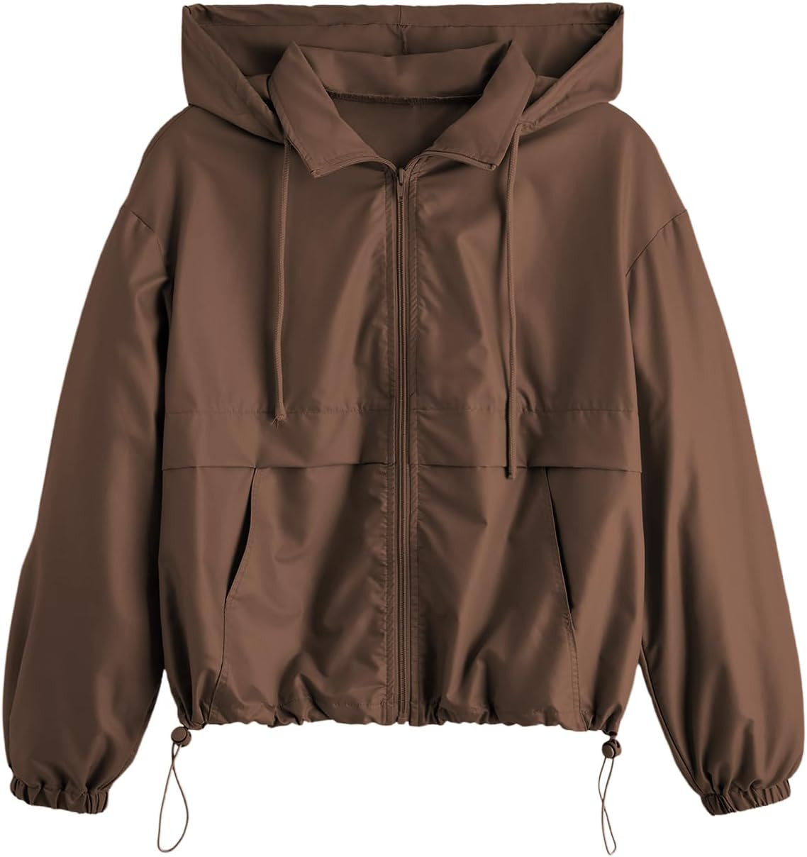 Verdusa Women's Windbreaker Jacket Workout Zip Up Hoodie with Pockets | Amazon (US)