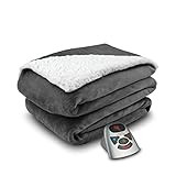 Biddeford Blankets Velour Sherpa Electric Heated Blanket with Digital Controler, Twin, Grey | Amazon (US)