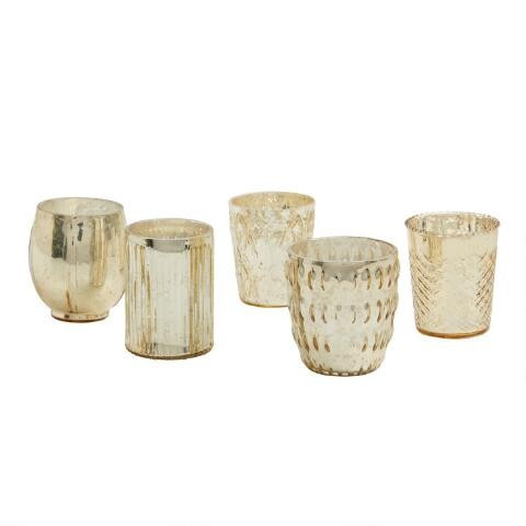 Gold Mercury Glass Votive Candle Holder Set of 5 | World Market
