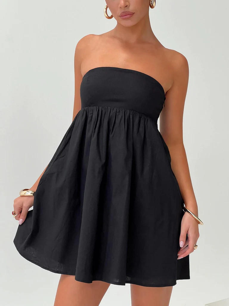 Osment Strapless Mini Dress Black | Princess Polly US