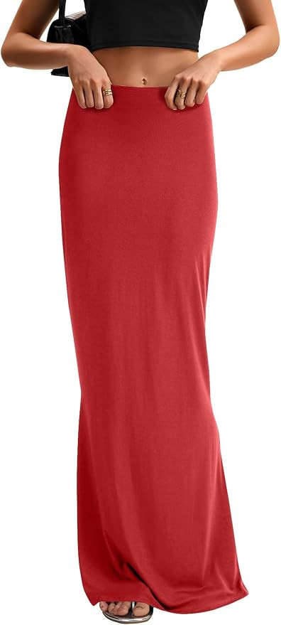KIFOVEN Women's High Waist Elastic Flare Sexy Bodycon Basic Slim Maxi Skirt | Amazon (US)