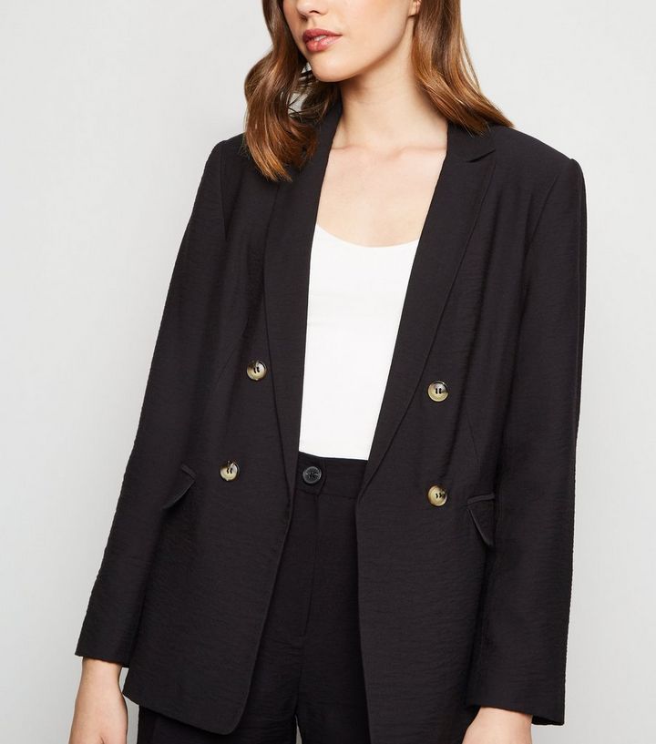 Black Twill Double Breasted Blazer  | New Look | New Look (UK)