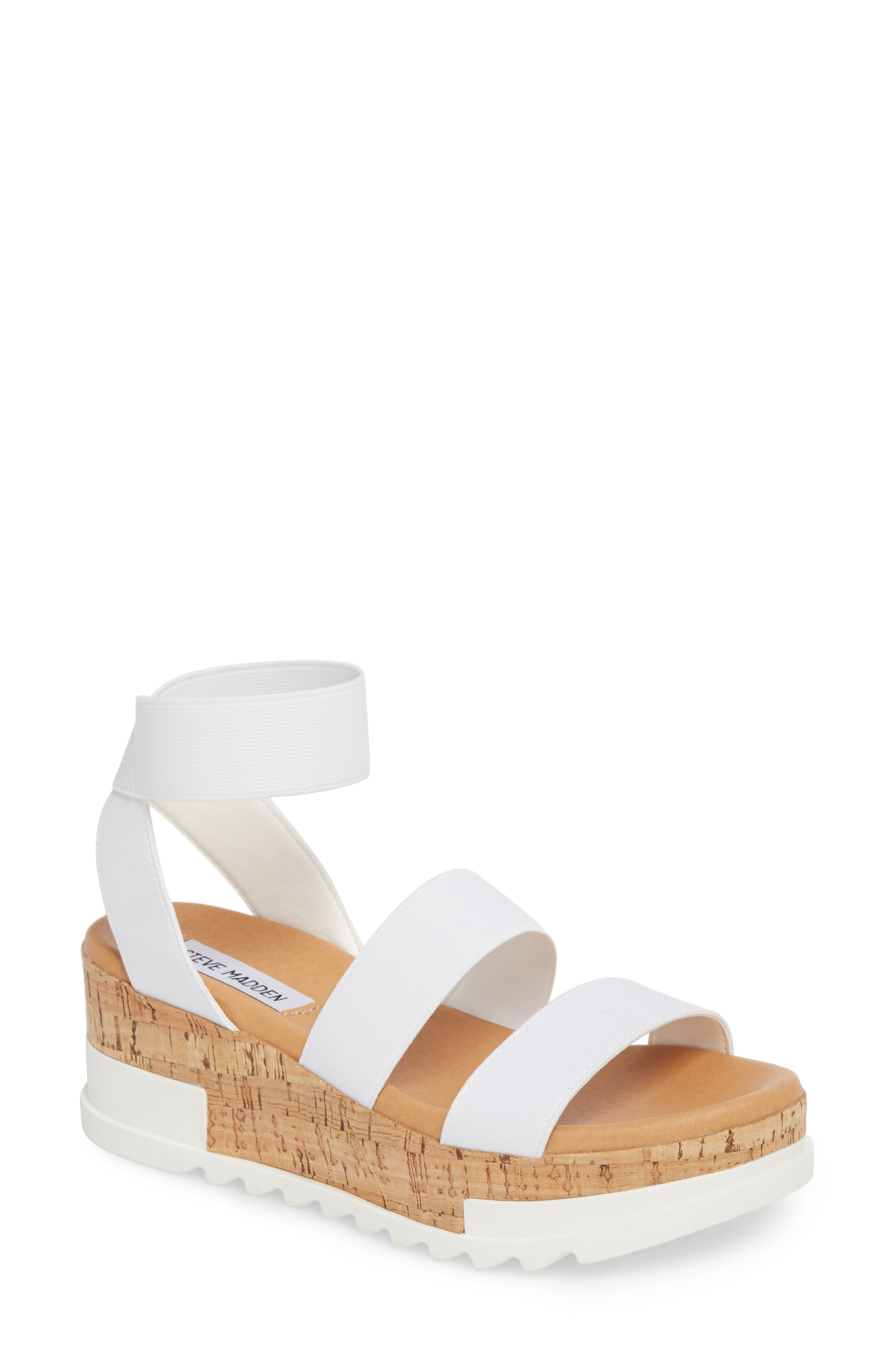Women's Steve Madden Bandi Platform Wedge Sandal, Size 5.5 M - White | Nordstrom