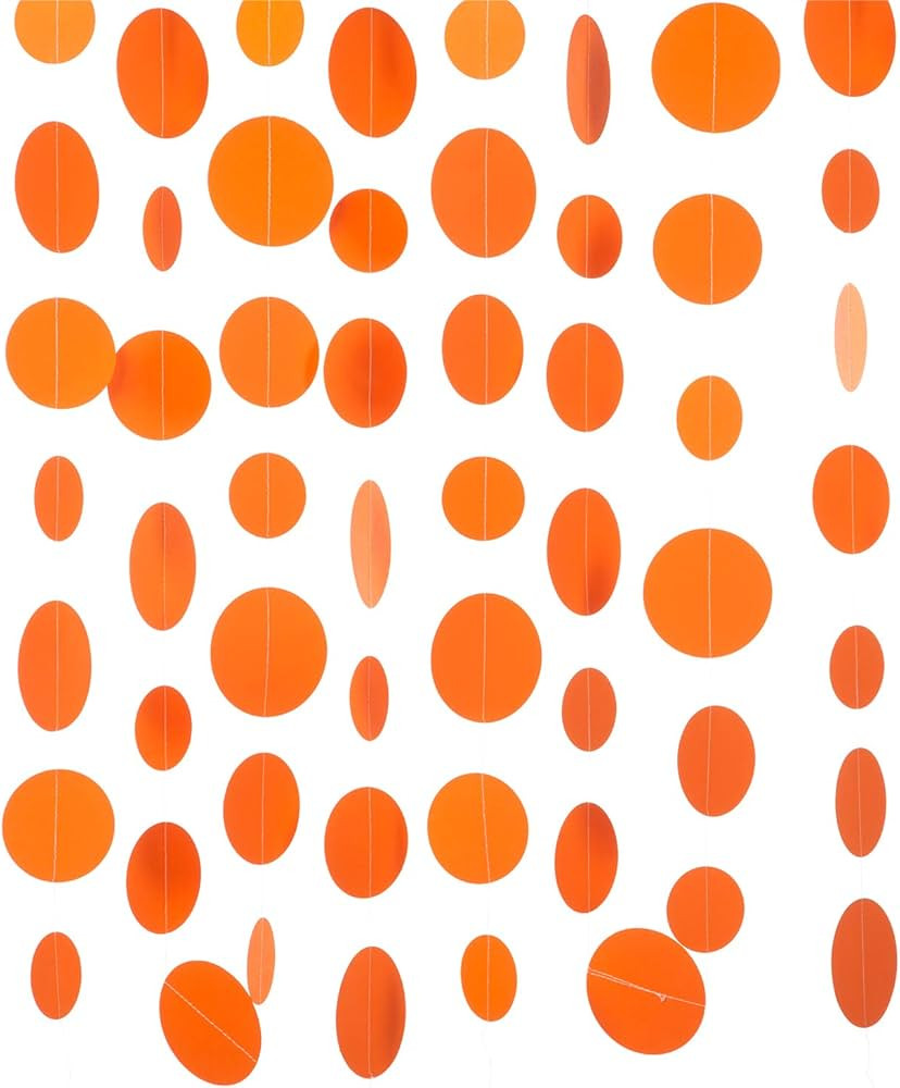 Orange Paper Garland Circle Dot Party Banner Streamer Backdrop Hanging Decorations, 20 Feet in To... | Amazon (US)