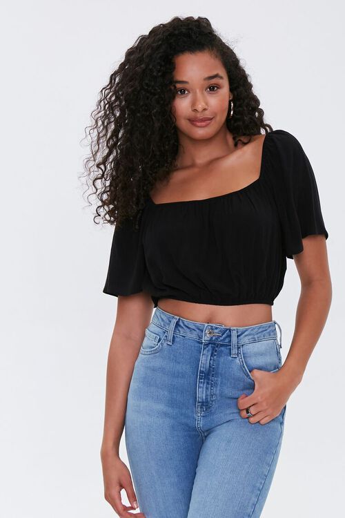 Flounce-Sleeve Crop Top | Forever 21 (US)