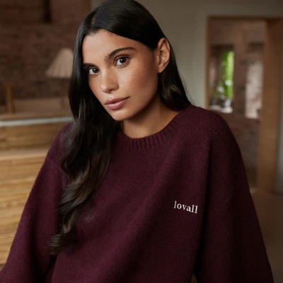 Lovall Knit Oversized Jumper - Burgundy | LOVALL