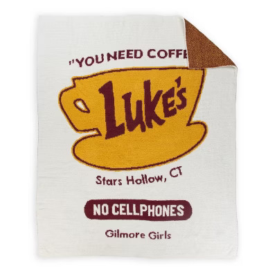 Jay Franco Gilmore Girls Luke's Coffee Feather Knit Fluffy 50x60 Throw Blanket | Target