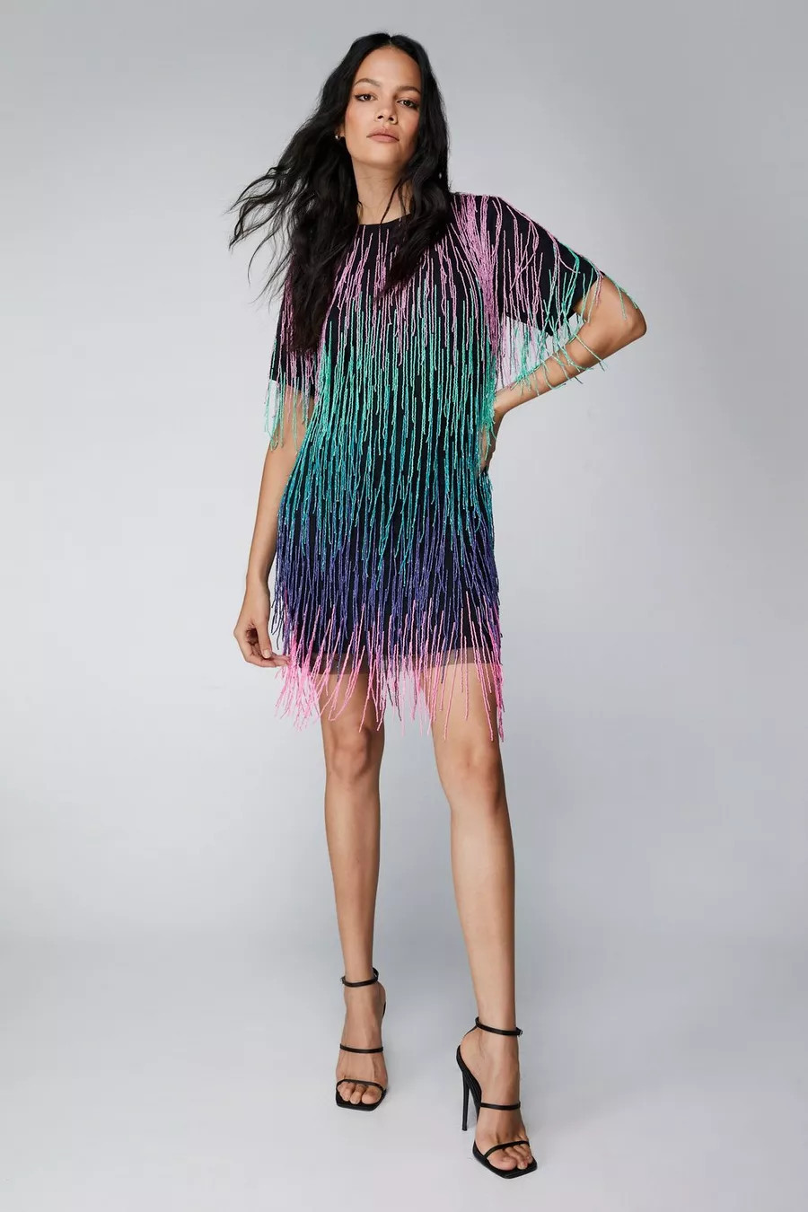 Rainbow Tassel Beaded Shift Dress | Nasty Gal US