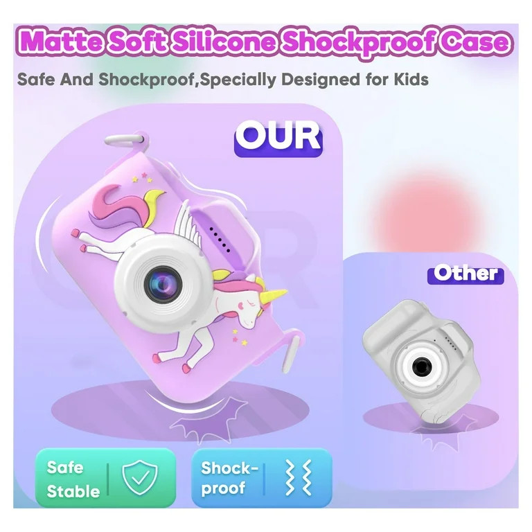 Seckton Upgrade Kids Camera with Cute Silicone Cover, Toy Cameras for Girls Age 3-10 Christmas Bi... | Walmart (US)