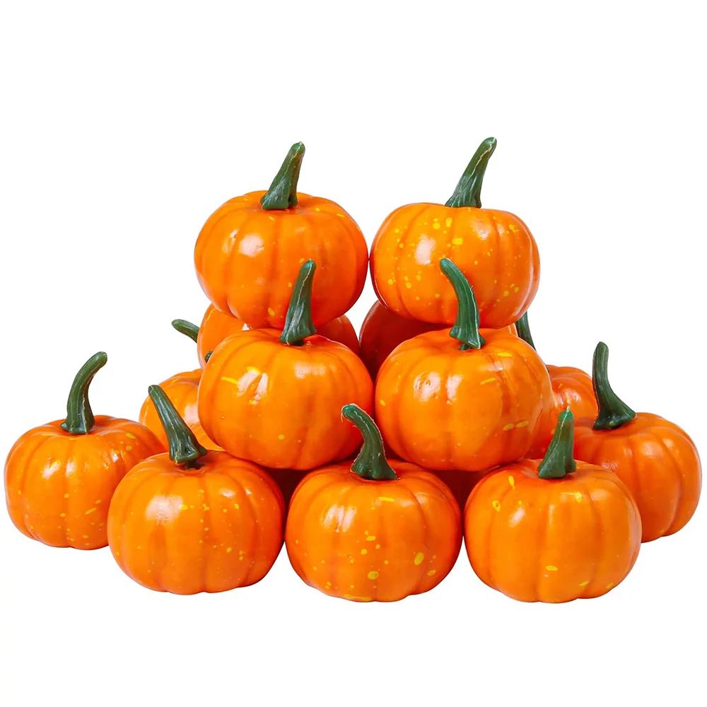 12Pcs Small Artificial Pumpkin Fall Harvest Mini Pumpkins for Home Garden, Fall Harvest Decor, Th... | Walmart (US)
