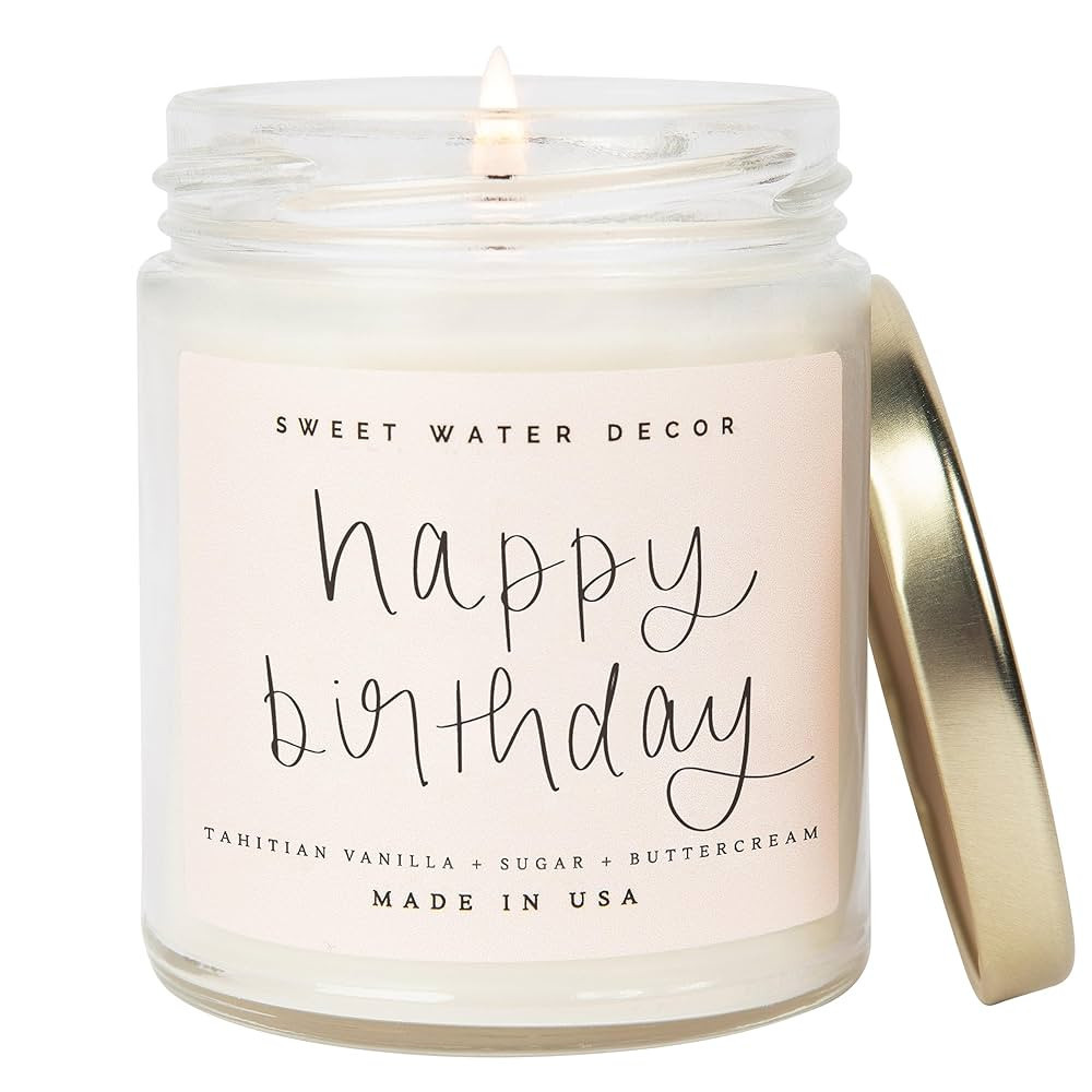 Sweet Water Decor, Happy Birthday, Vanilla, Sugar, and Buttercream, Sweet Scented Soy Wax Candle ... | Amazon (US)