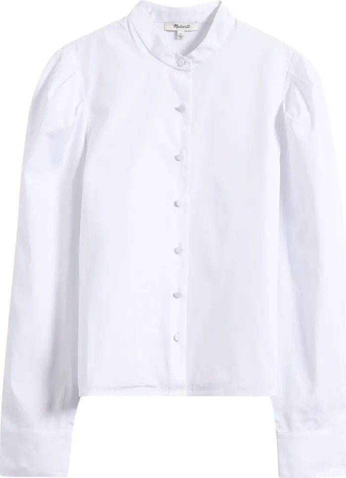 Paulina Cotton Poplin Band Collar Button-Up Shirt | Nordstrom