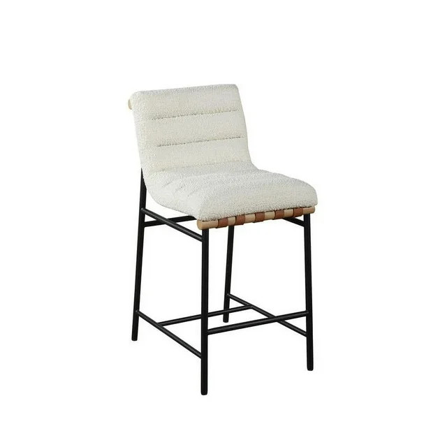 Lahni White Boucle Fabric Counter Height Chair - Walmart.com | Walmart (US)
