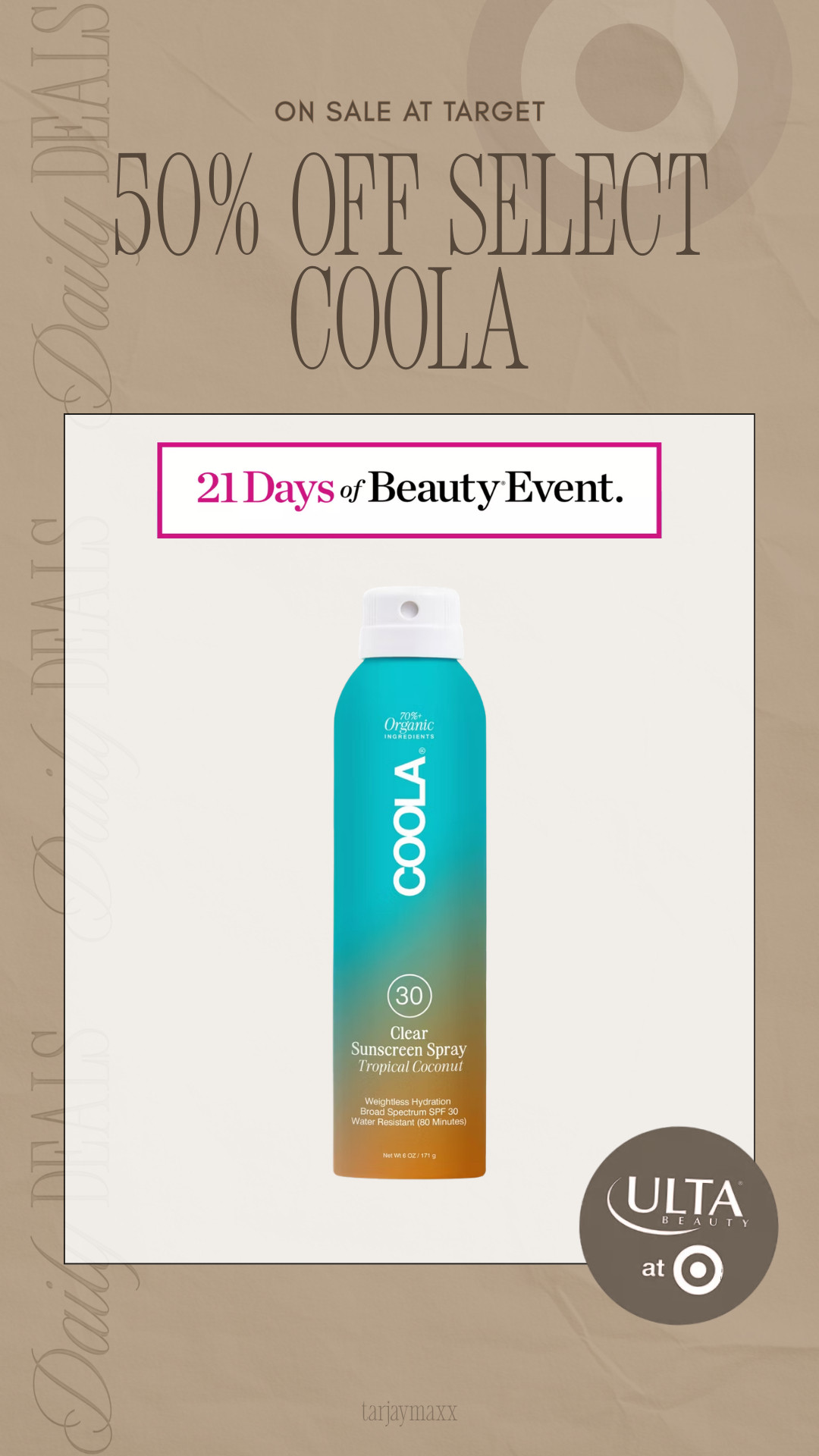 Today’s Ulta Beauty at Target deal is 50% off the COOLA Clear Sunscreen Spray as part of the 21 Days of Beauty event. This one is such a good lightweight SPF option because it sprays on clear and is easy to reapply throughout the day. 
spring outfits 2026, date night outfits, easter basket stuffers, easter dress women, vacation outfits beach, st patricks day outfit women, spring dresses, work outfits, plus size fashion, spring break outfits, sunscreen spray, coola sunscreen, target beauty deals, ulta beauty at target, spf essentials, vacation beauty 

 #LTKootd #LTKselfcare #LTKBeauty