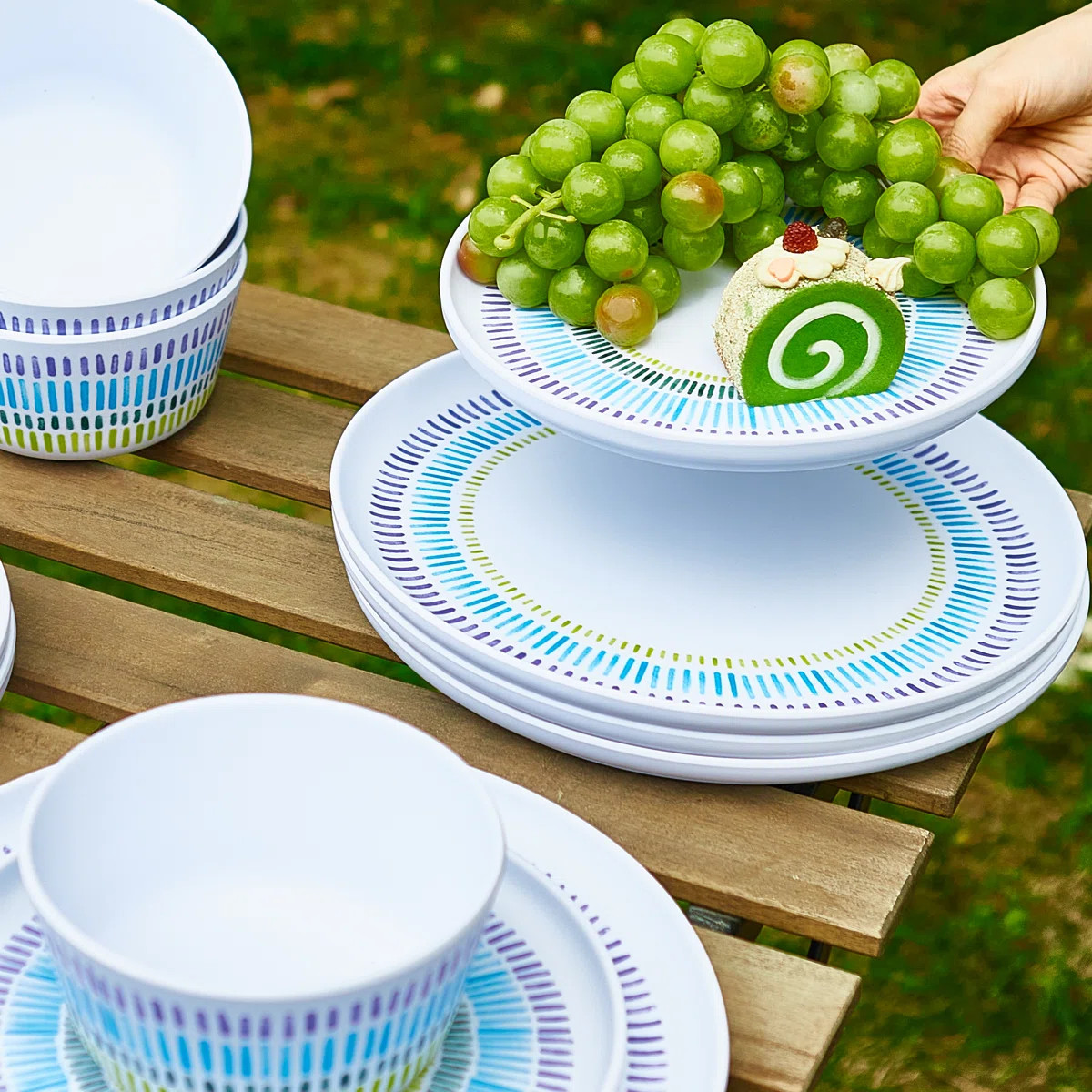 Janiene Piece Melamine Dinnerware Set - Service for 4 | Wayfair North America