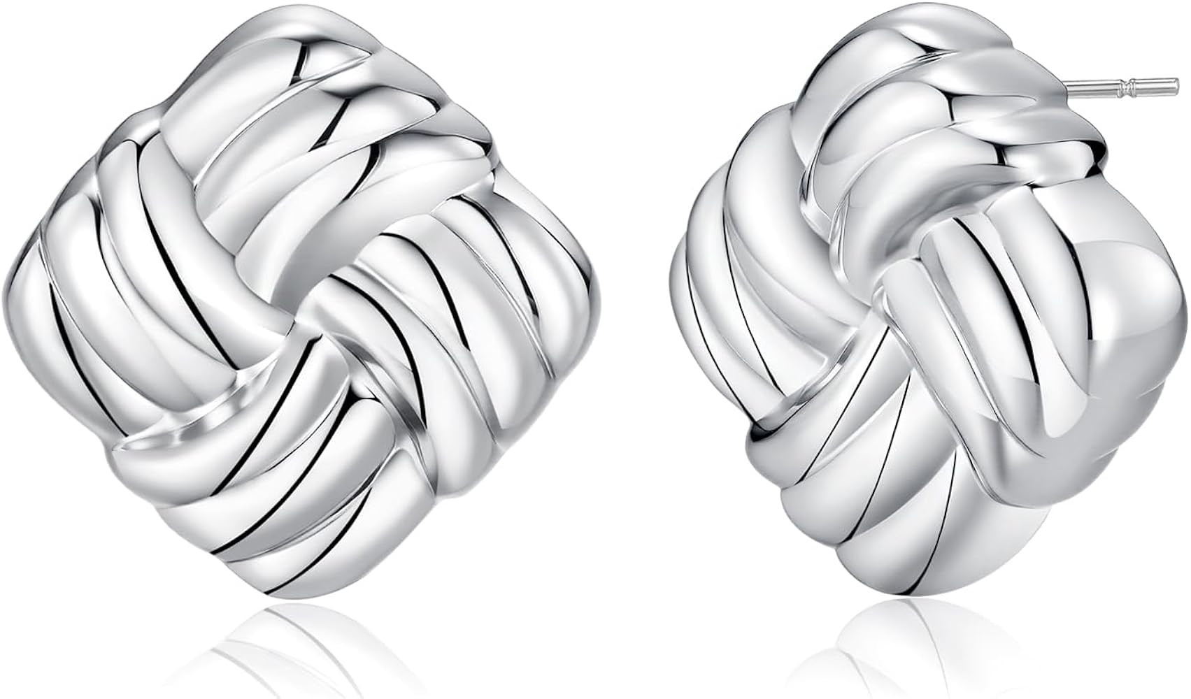 Silver Plated White 18K Gold Plated Chunky Retro Square Statement Earrings for Women by SNGIA, Me... | Amazon (US)