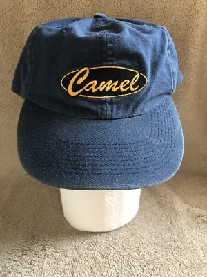 Vintage 1990's Camel Cigarette Cap Hat Navy Blue Adjustable Buckle Strap Back | eBay US