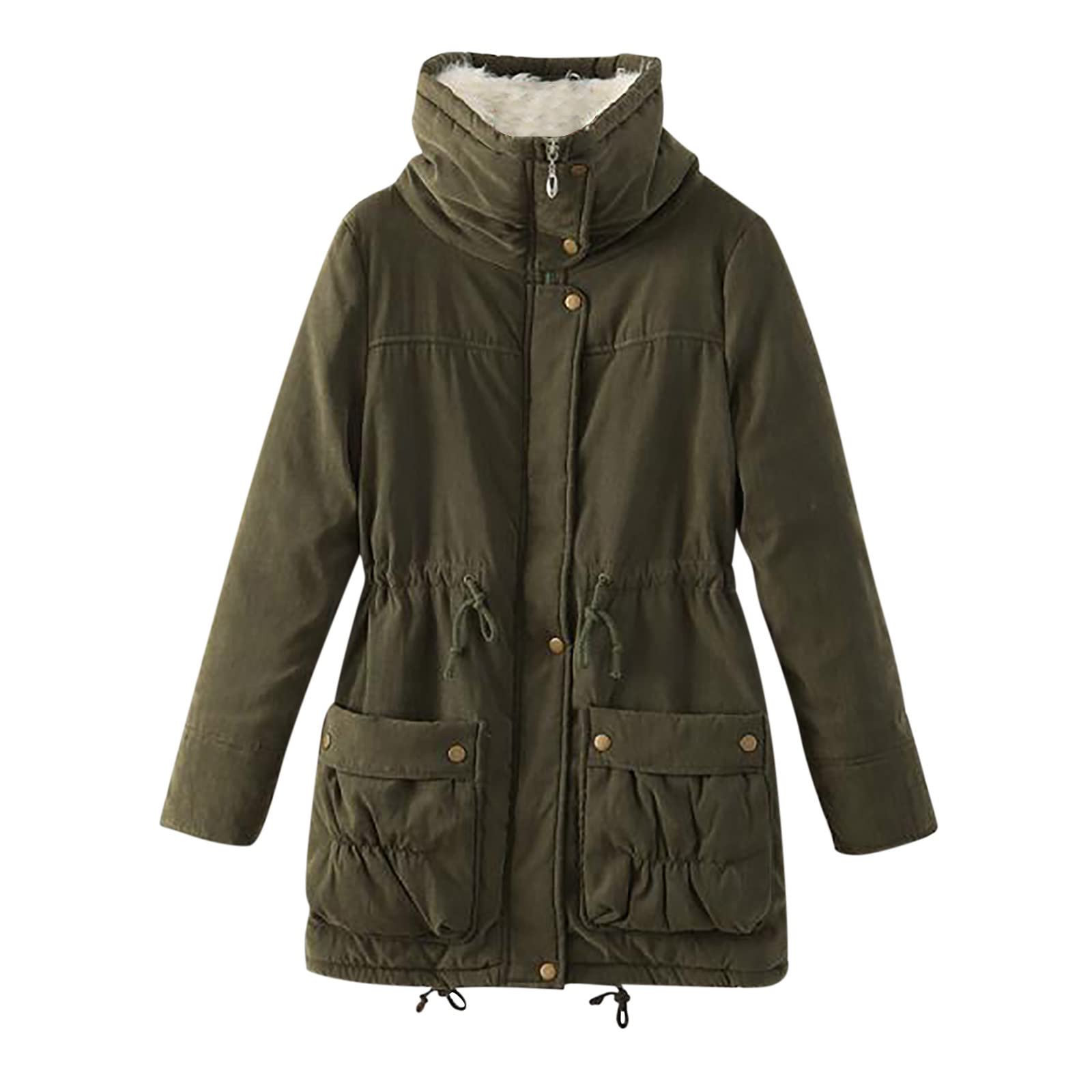 Women Winter Soft Fleece Lined Coat Mid Length Thick Warm Jacket Casual Full Zip Lapel Parka Coat... | Walmart (US)