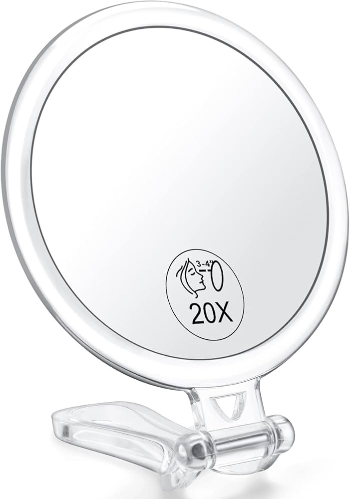 AMISCE Travel Handheld Makeup Mirror 2-Sided with 1X 20X Magnification & Adjustable Handle/Stand,... | Amazon (US)