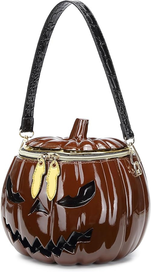 Women Pumpkin Shaped Crossbody Shoulder Bag Unique Weird PVC Handbag Novelty Halloween Pumpkin Pu... | Amazon (US)