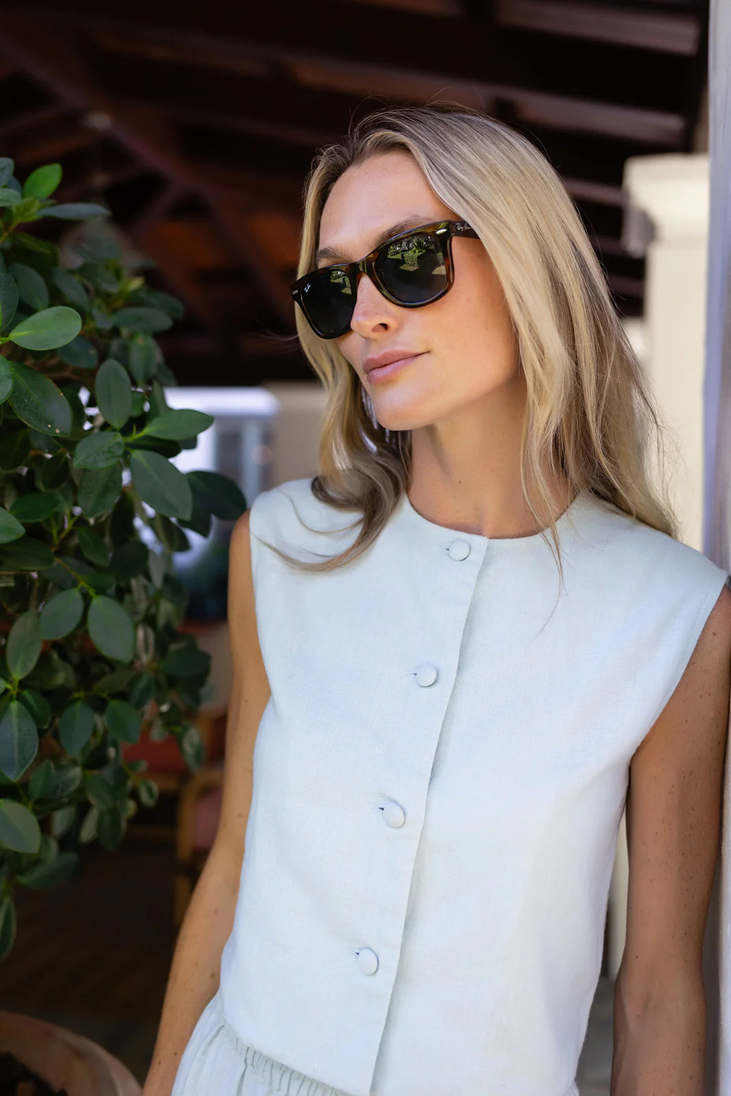 Blair Top Linen - Pale Aqua | Julia Amory