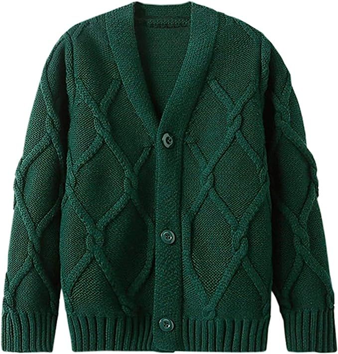 DAIMIDY Boy's Cable Knit Chunky Cardigan Sweater, 2-10 Years | Amazon (US)