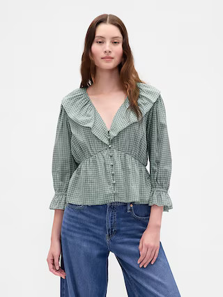 Ruffle Collar V-Neck Top | Gap (US)