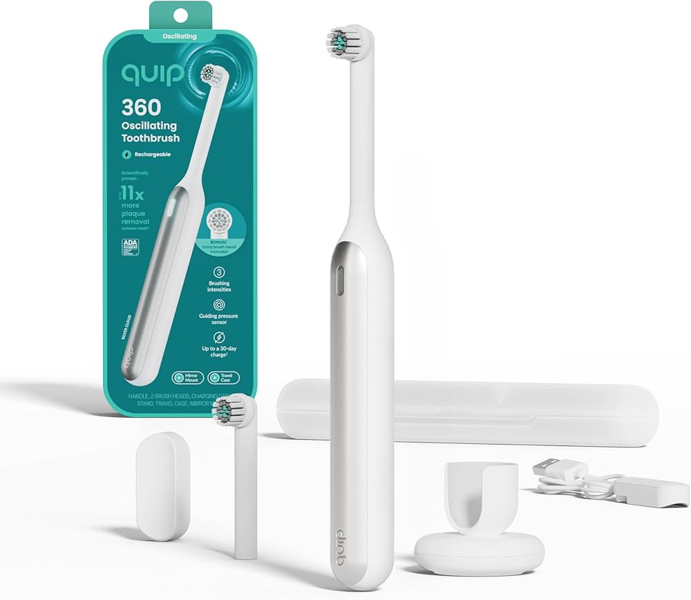 Quip 360 Oscillating Rechargeable Electric Toothbrush with Extra Brush Head - Soft Bristles, Pres... | Amazon (US)