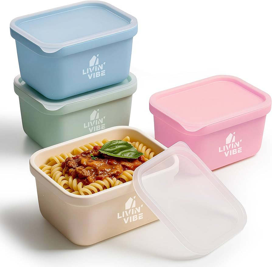 Silicone Freezer Trays with Lids, 4 Pack, 8.45 fl oz (250 ml) Each, Flexible Reusable Food Grade ... | Amazon (US)