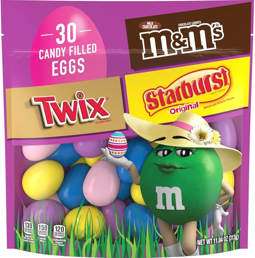 M&M'S, TWIX & STARBURST Candy-Filled Easter Eggs Bag, 11.04 oz, 30 Count | Amazon (US)