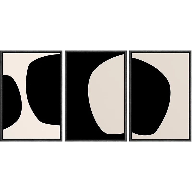 Negative Space Color Blocks Framed On Canvas 3 Pieces Print | Wayfair North America