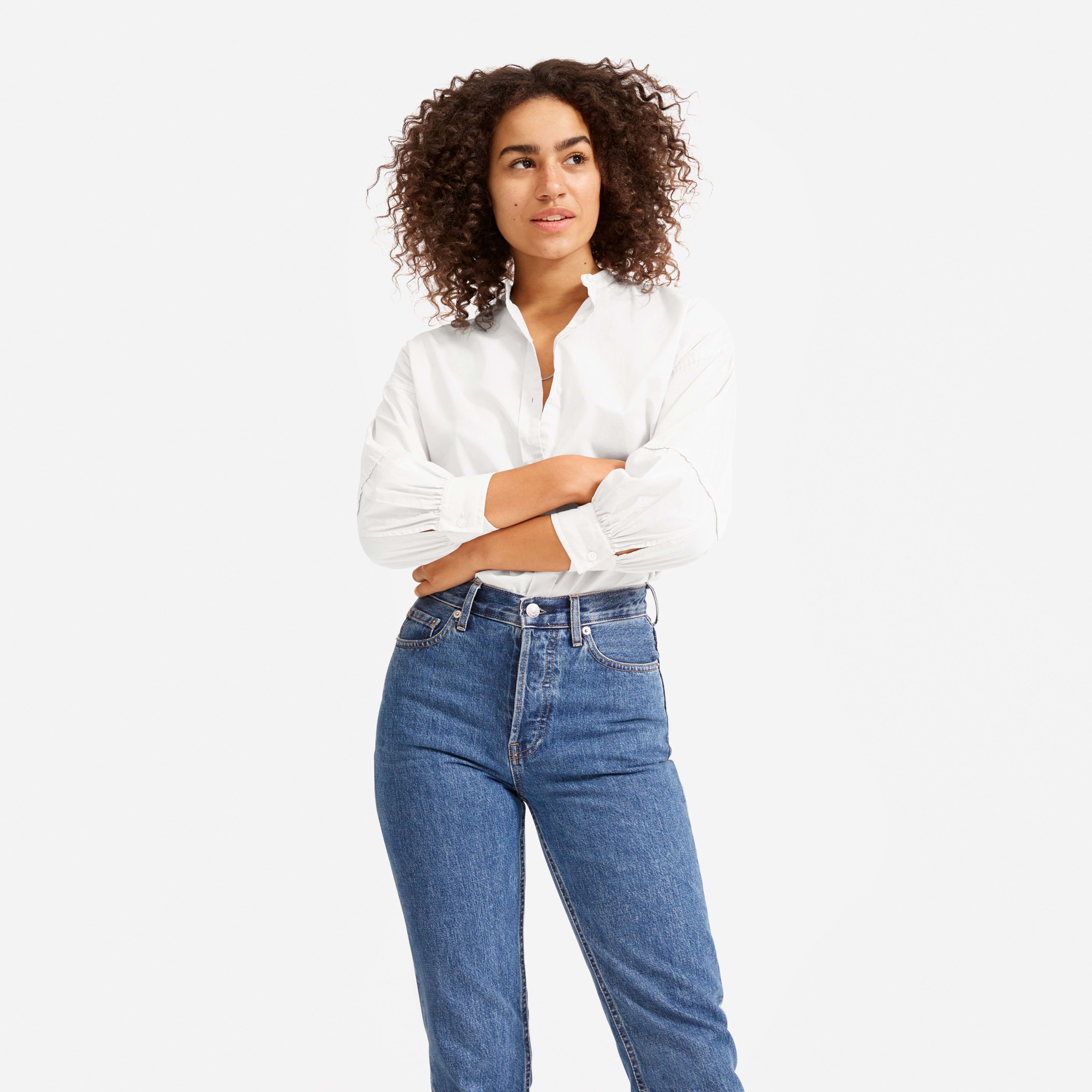 Women's Collarless Air Shirt by Everlane in White, Size 00 | Everlane