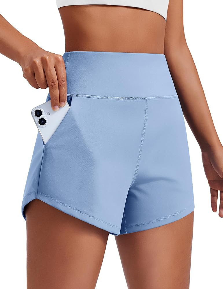 PINSPARK Women's 3.5" Running Athletic Shorts Unlined Naked Feel Workout Tummy Control Gym Yoga D... | Amazon (US)