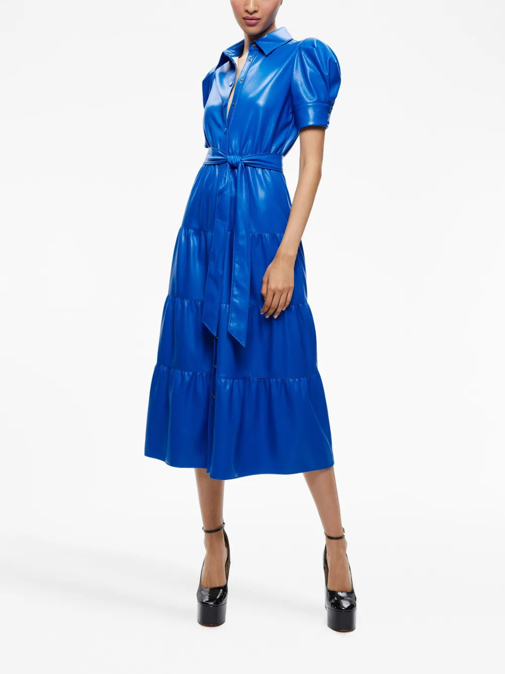 Miranda faux-leather midi dress | Farfetch Global