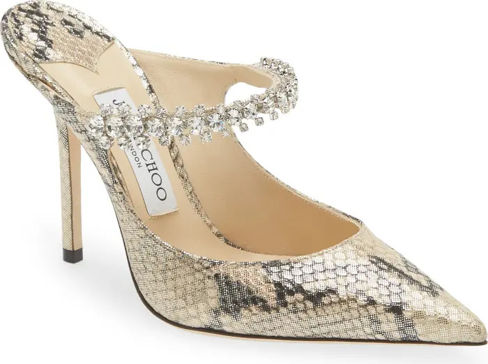 Jimmy Choo Bing Crystal Embellished Metallic Mule | Nordstrom | Nordstrom