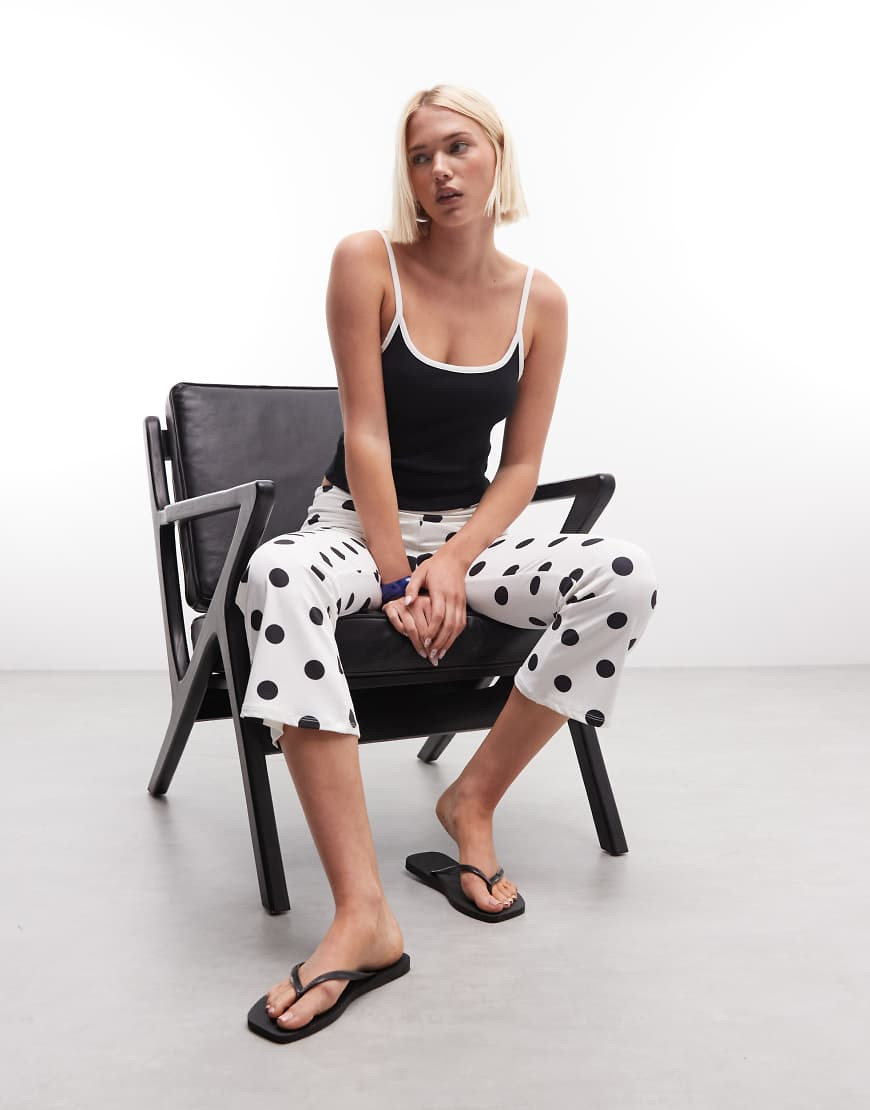 COLLUSION flared foldover capri in white polka dot | ASOS (Global)