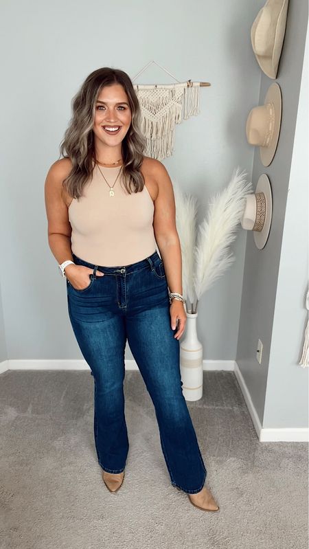 Midsize curvy flare jean outfit idea 💞
Bodysuit: L, TTS
Jeans: 14, stretchy - could use a L
#falloutfits #fallfashion #fallstyle #midsizeoutfits #rodeooutfit #ootd #neutralstyle #flarejeans #darkwashdenim #jeans #denim #curvyjeans #boots #booties #westernoutfits #countryconcert #concertoutfit #brownboots #necklace #jewelry #amazonfinds #amazonfashion #skimsdupe #bodysuit #casualoutfits 

#LTKstyletip #LTKSeasonal #LTKcurves